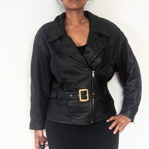 Vintage Belted Moto Jacket - Picture 4 of 6